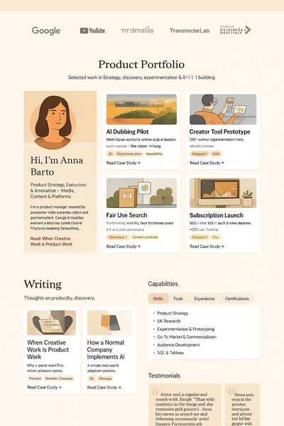 Visual mockup generated by ChatGPT showing portfolio layout